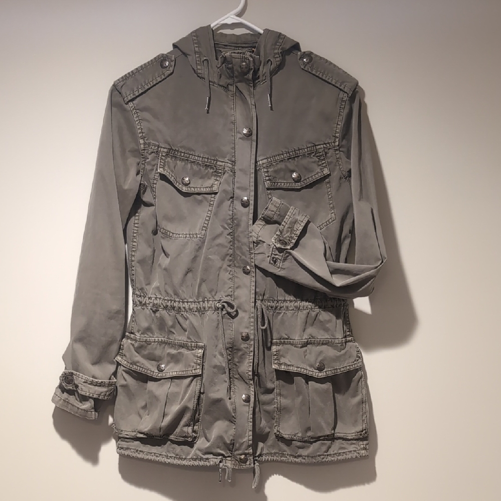 TALULA - Womens Hooded Utility Jacket - Army Green - Picture 1 of 6